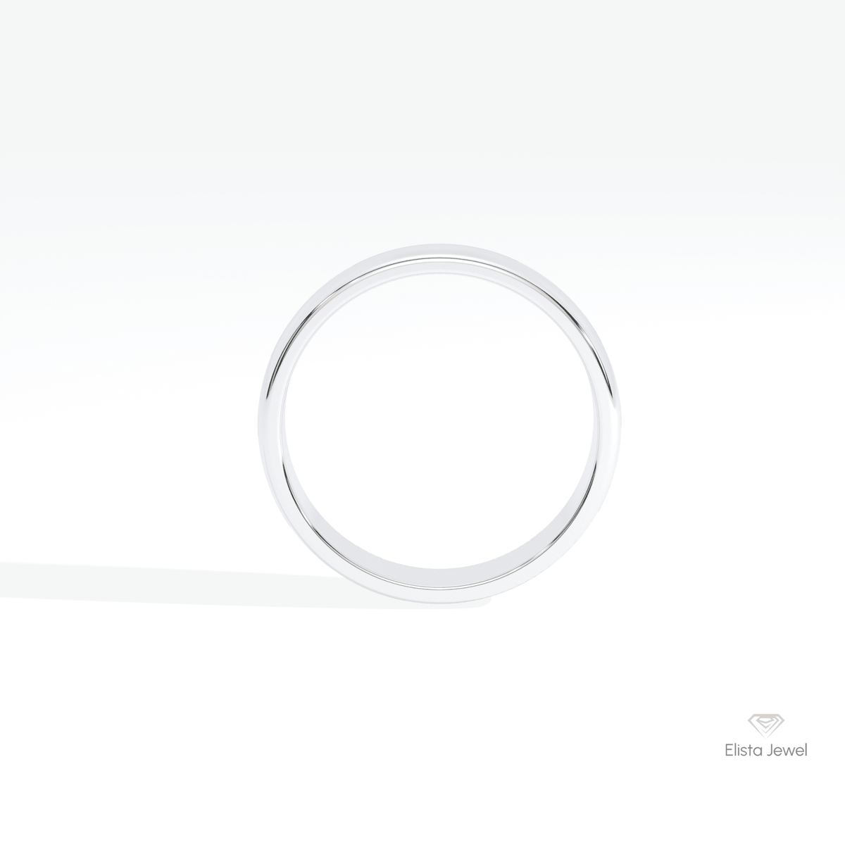 14K Gold Comfort Fit Plain Wedding Lab Grown Diamond Band - Angled View