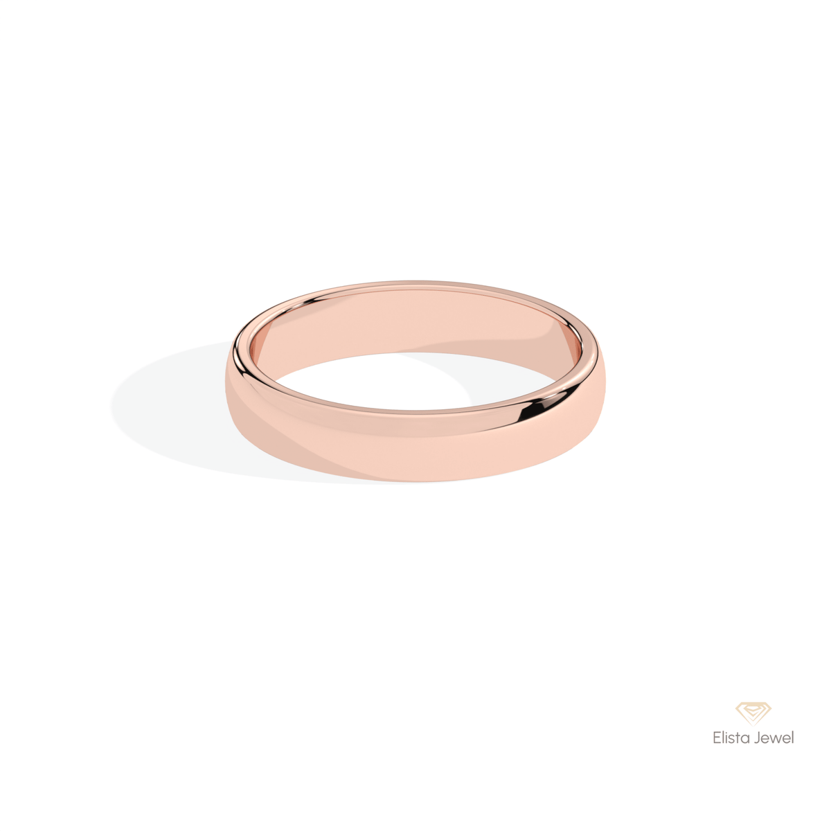 14K Gold Comfort Fit Plain Wedding Lab Grown Diamond Band - Ring on Hand View