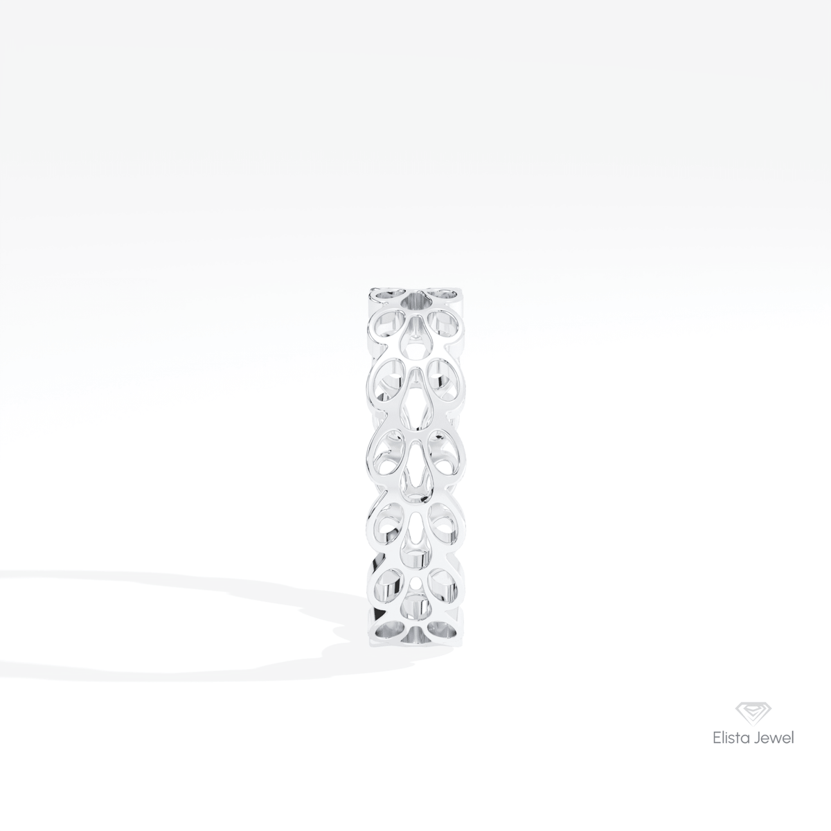 14K Gold Mesh Wedding Lab Grown Diamond Band - Perspective View