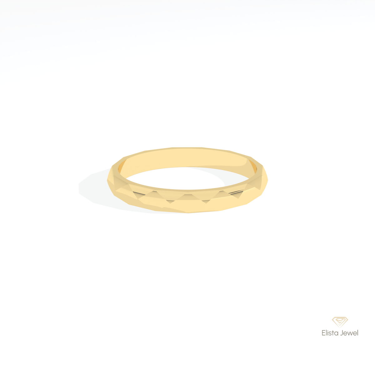 14K Gold Unique Plain Wedding Lab Grown Diamond Band - Detail View