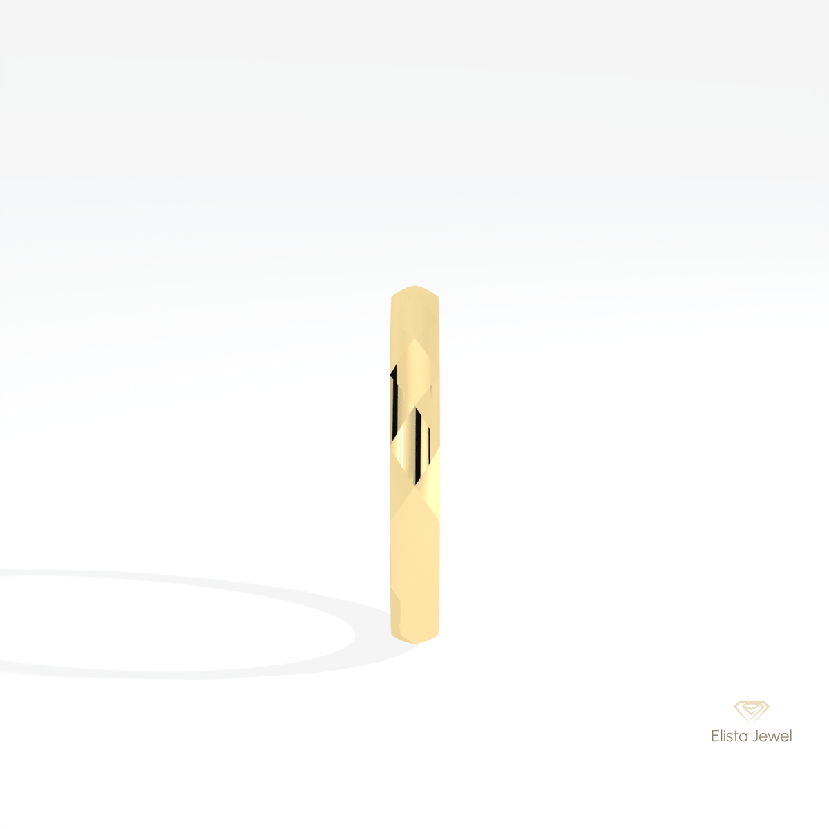 14K Gold Unique Plain Wedding Lab Grown Diamond Band - Perspective View