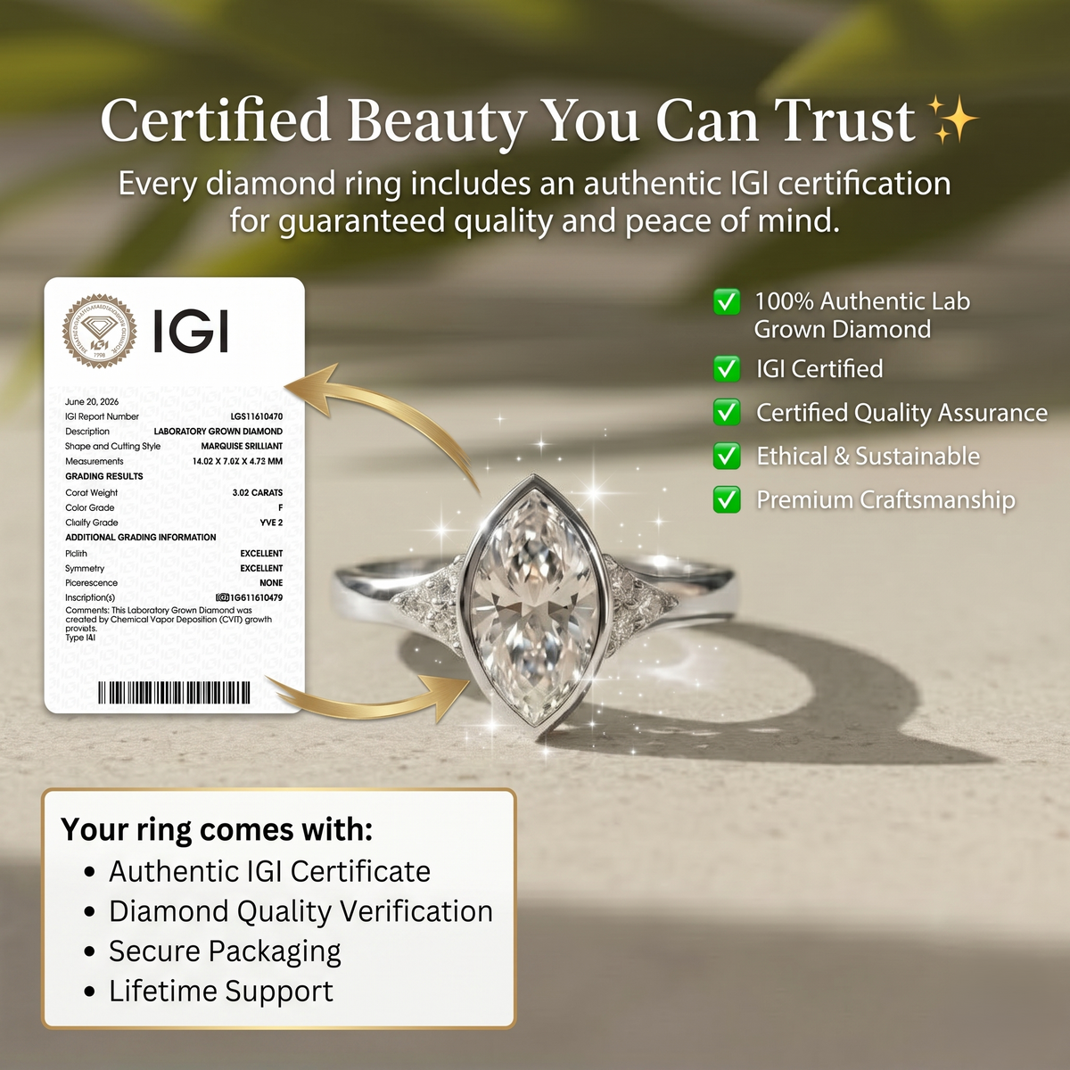 3 Carat F/VVS2 Marquise Lab Diamond Cluster Ring, 950 Platinum Bezel Set Engagement