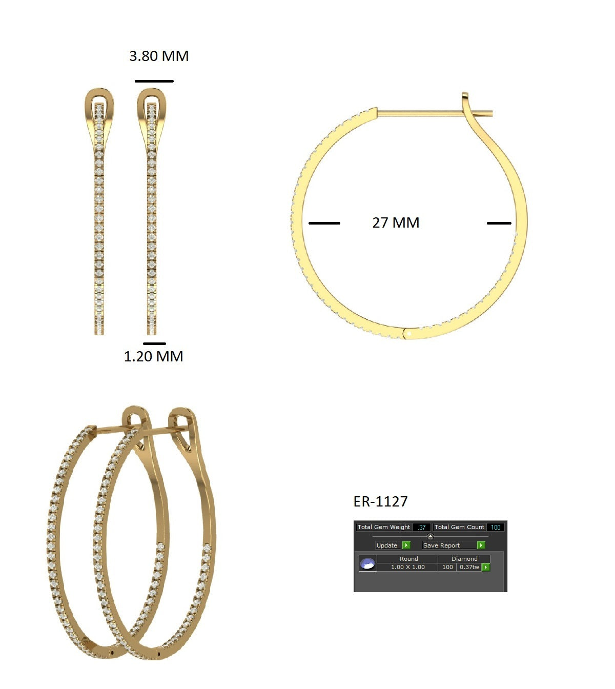 Custom order for Amisha - 10K Solid Yellow Gold Earrings (2 Pairs) (Copy)