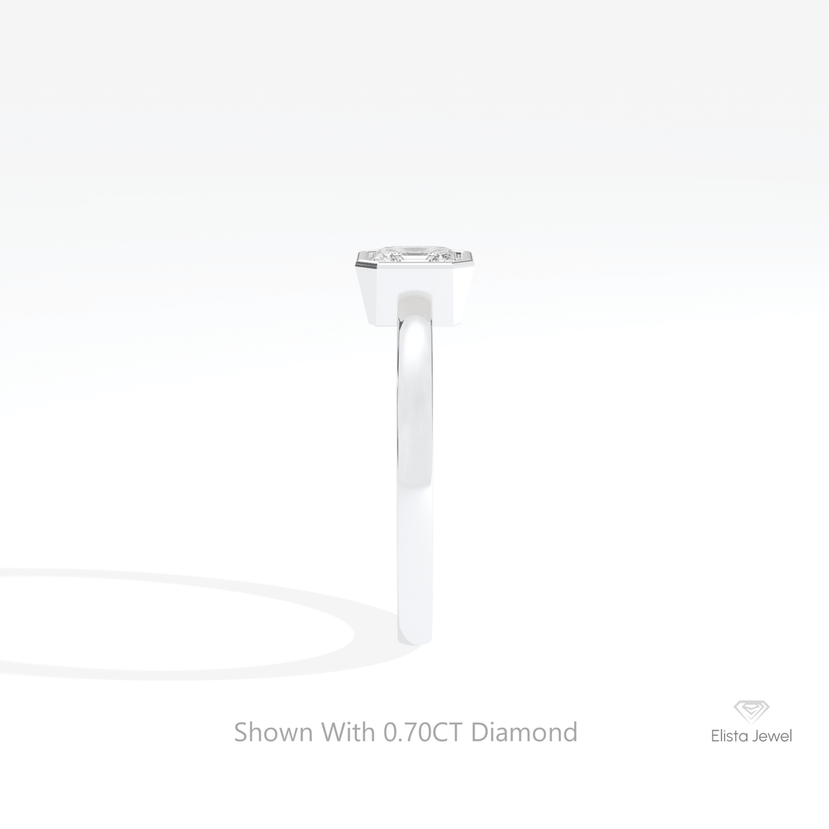 Asscher Cut Bezel Solitaire Lab Grown Diamond Ring - Additional View