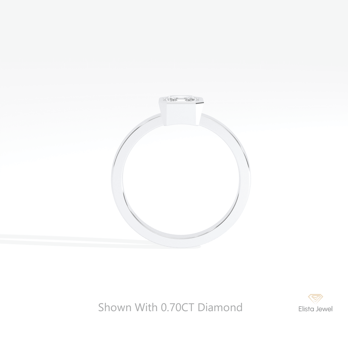 Asscher Cut Bezel Solitaire Lab Grown Diamond Ring - Alternative View