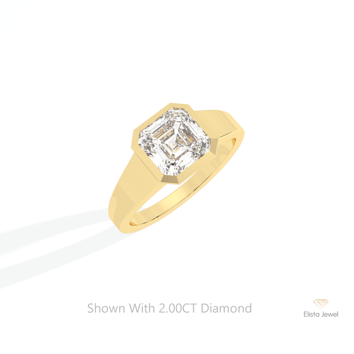 Asscher Cut Solitaire Wedding Lab Grown Diamond Ring in 14K White Gold - Profile View
