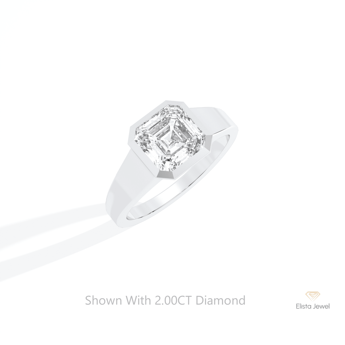 Asscher Cut Solitaire Wedding Lab Grown Diamond Ring in 10K Rose Gold - Side View