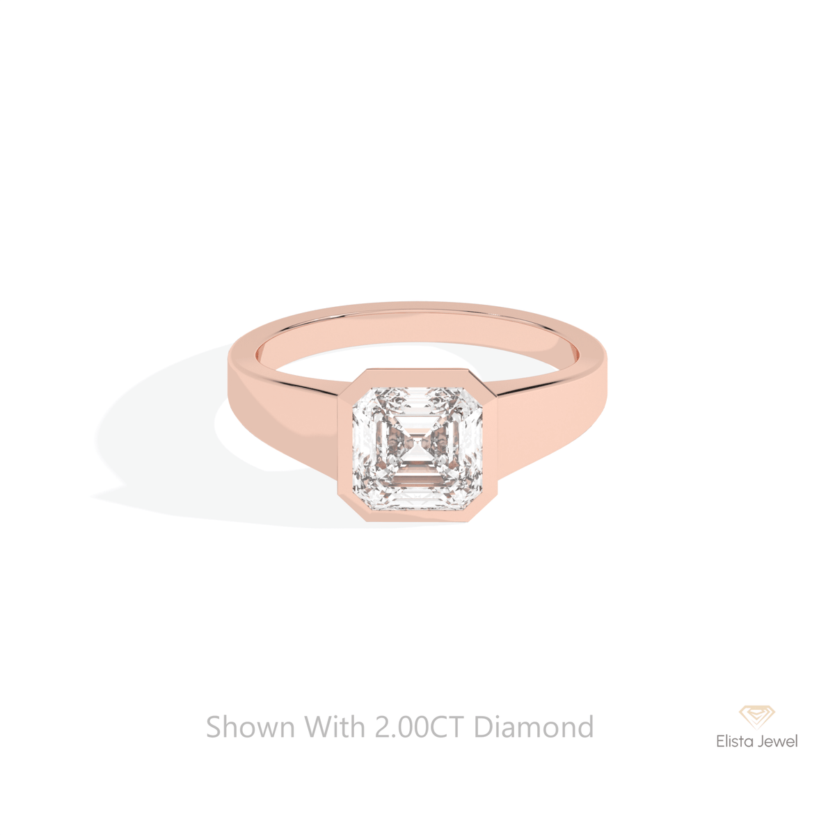Asscher Cut Solitaire Wedding Lab Grown Diamond Ring in 18K White Gold - Ring on Hand View