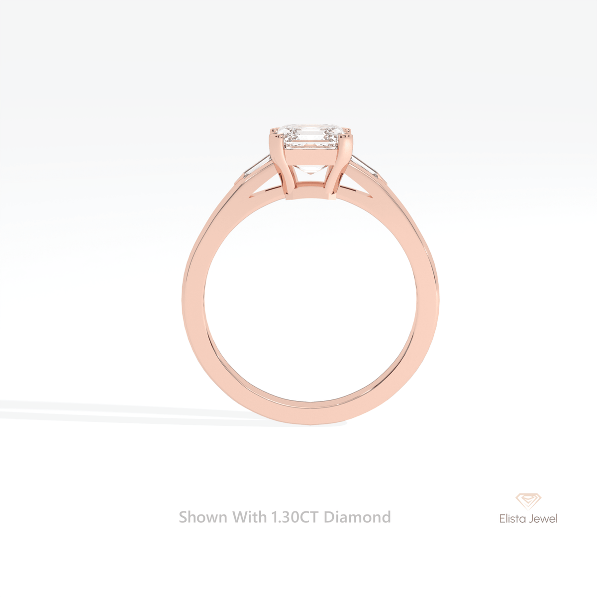 Asscher Cut Three Stone Engagement Lab Grown Diamond Ring - Alternative View