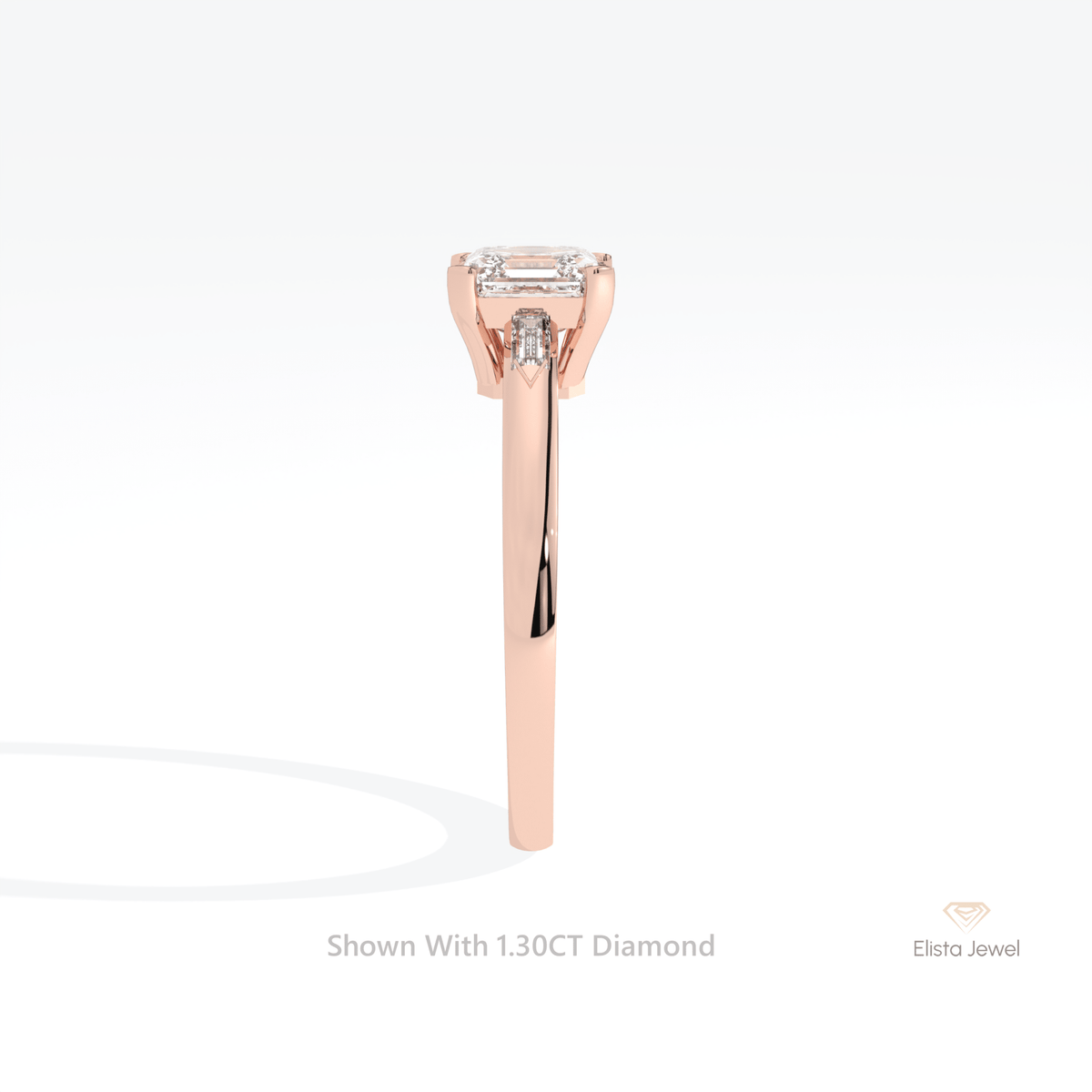 Asscher Cut Three Stone Engagement Lab Grown Diamond Ring - Additional View