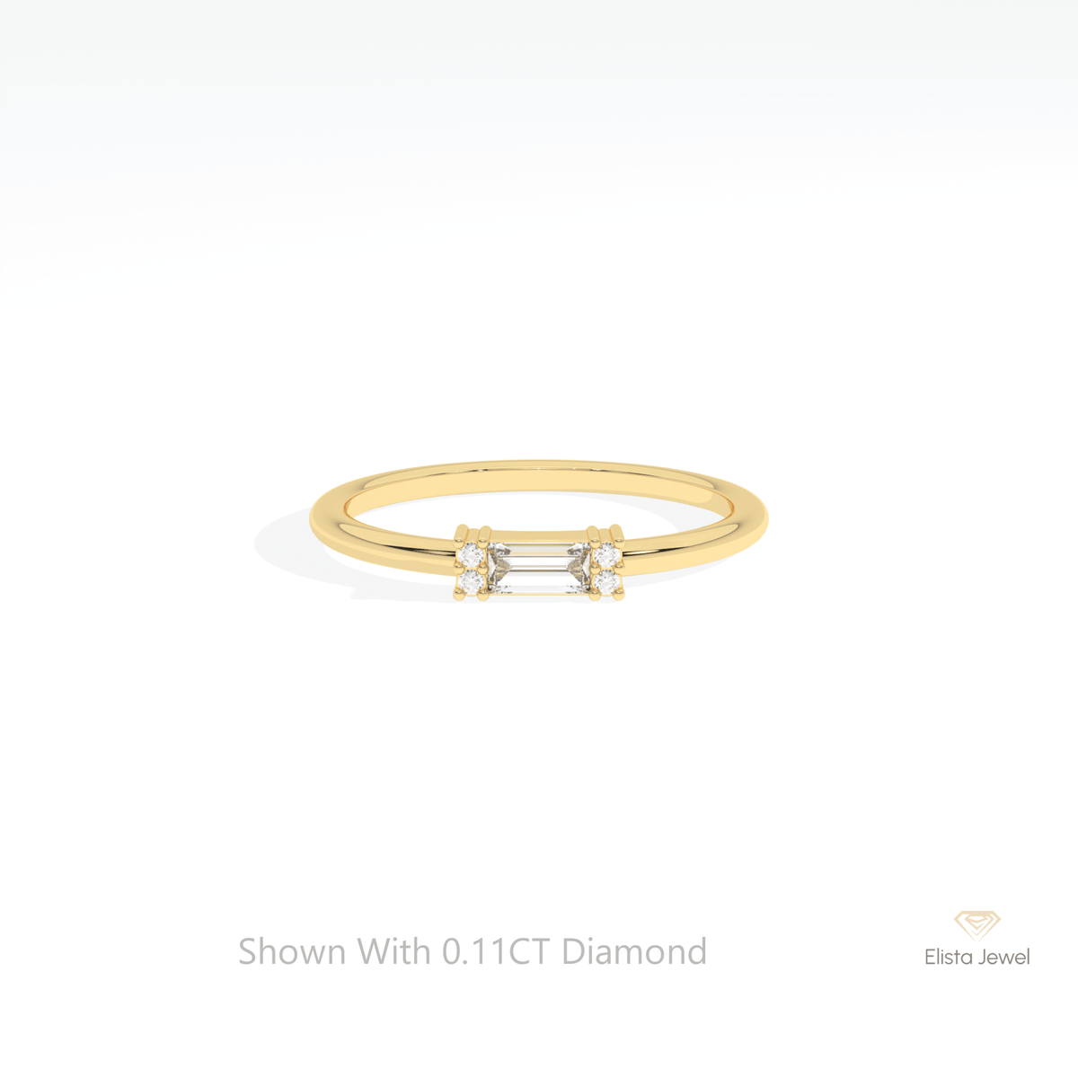 Baguette Cut Cluster Wedding Lab Grown Diamond Ring in 18K Rose Gold - Ring on Hand View