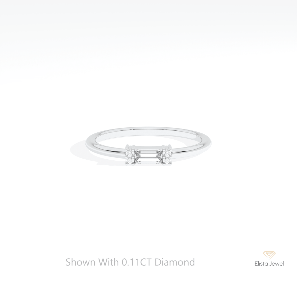 Baguette Cut Cluster Wedding Lab Grown Diamond Ring in 14K Yellow Gold - Detail View