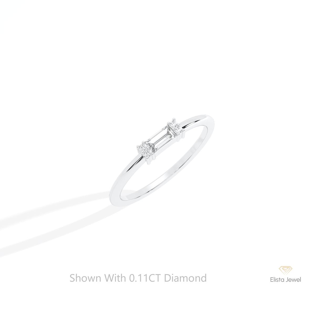 Baguette Cut Cluster Wedding Lab Grown Diamond Ring in 14K Rose Gold - Profile View