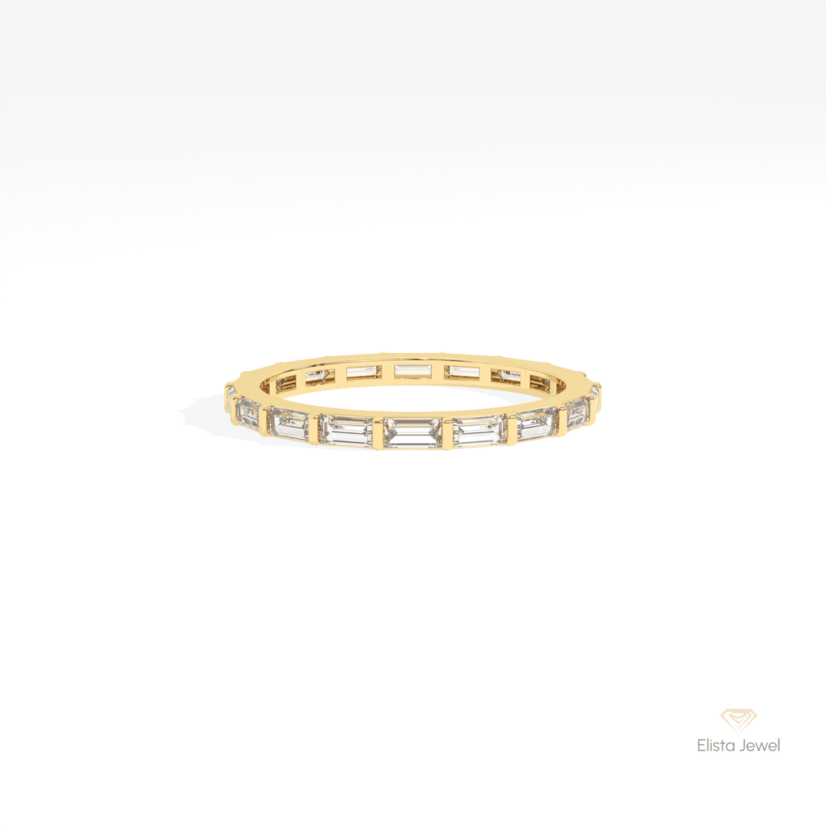 Baguette Cut Full Eternity Wedding Lab Grown Diamond Band in 10K White Gold - Front View