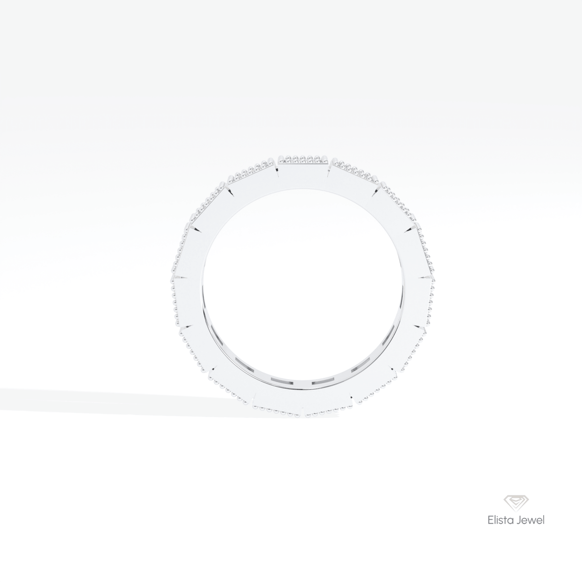 Baguette Cut Full Eternity Wedding Lab Grown Diamond Band in 18K White Gold - Close-up View