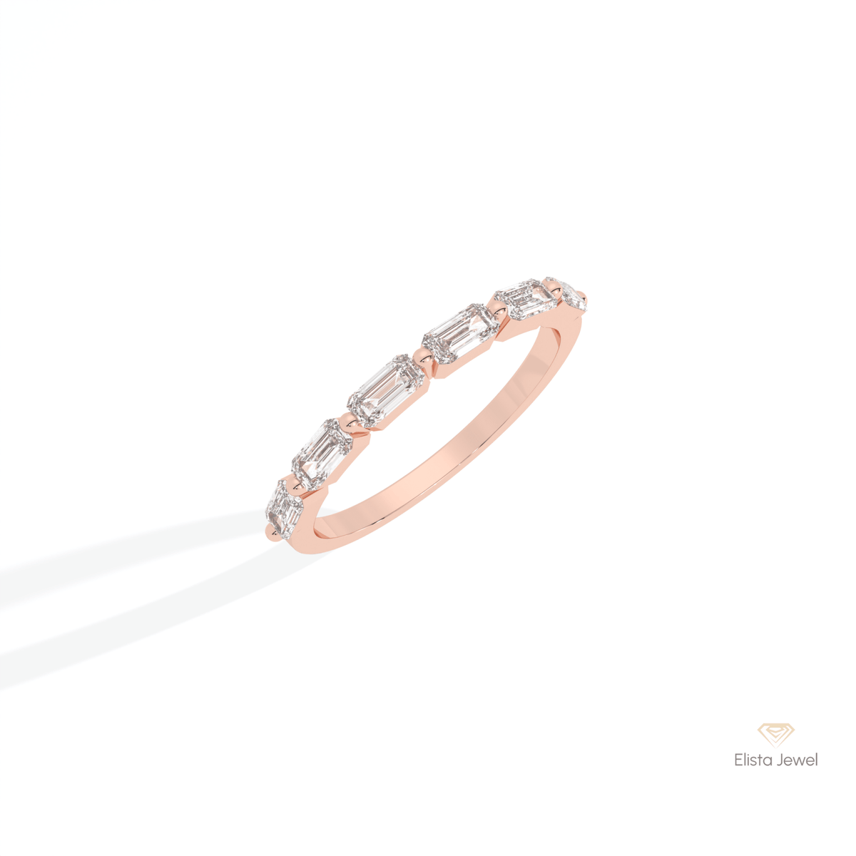 Baguette Cut Half Eternity Matching Lab Grown Diamond Band in Platinum - Lifestyle View