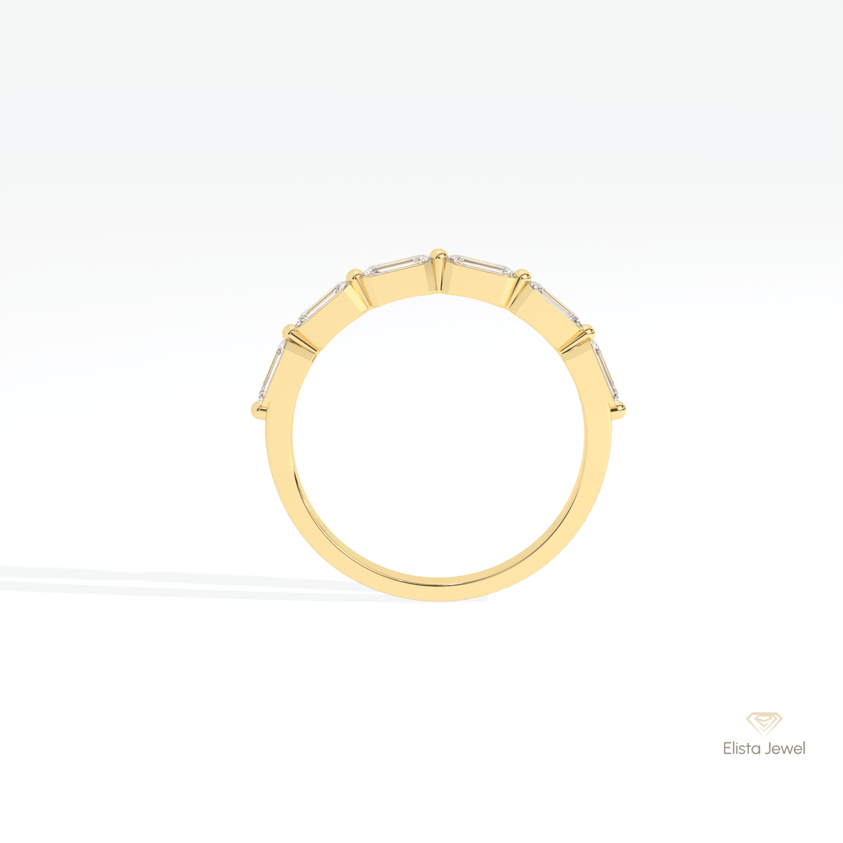 Baguette Cut Half Eternity Matching Lab Grown Diamond Band in 10K Rose Gold - Angled View