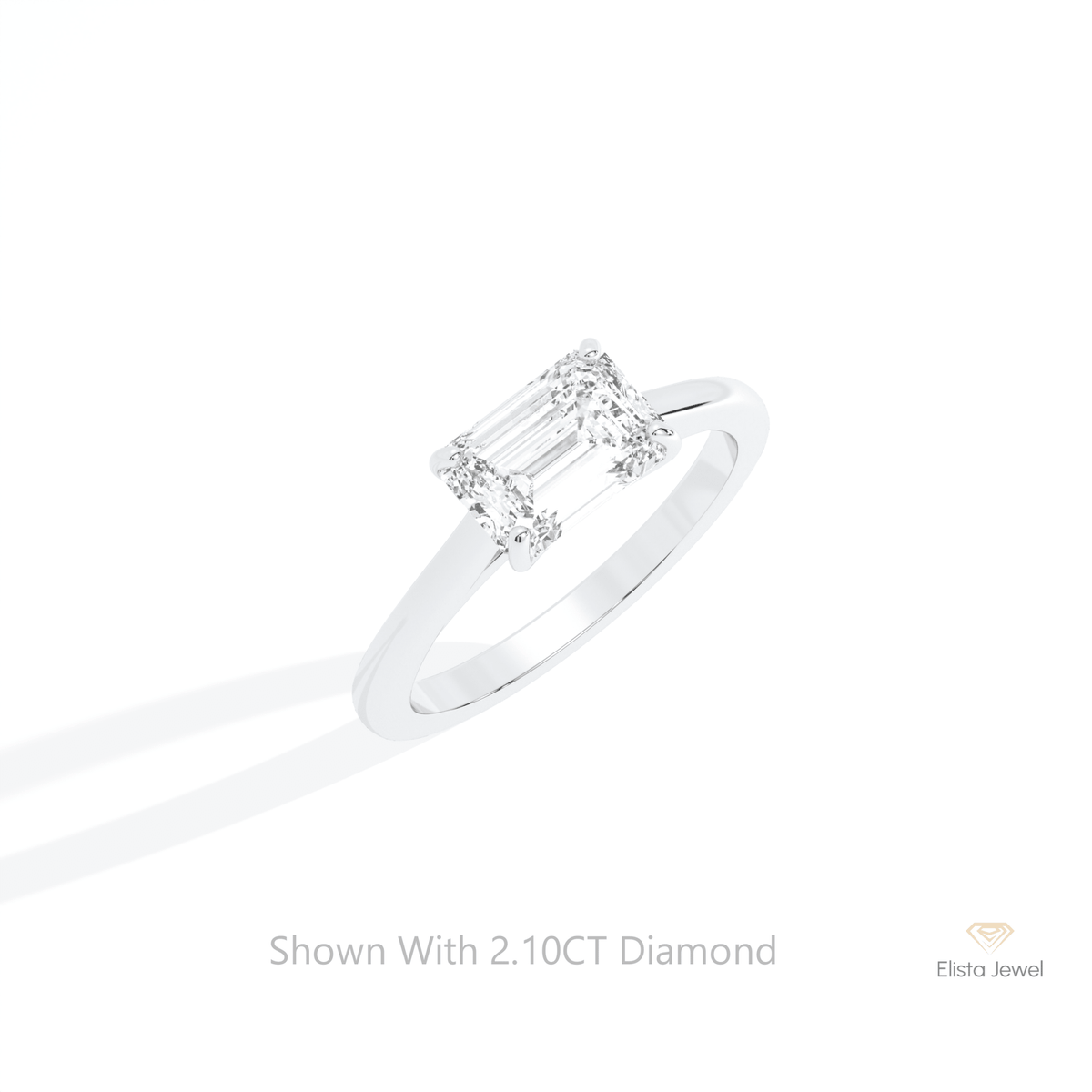 Baguette Cut Solitaire Engagement Lab Grown Diamond Ring in 14K Rose Gold - Profile View