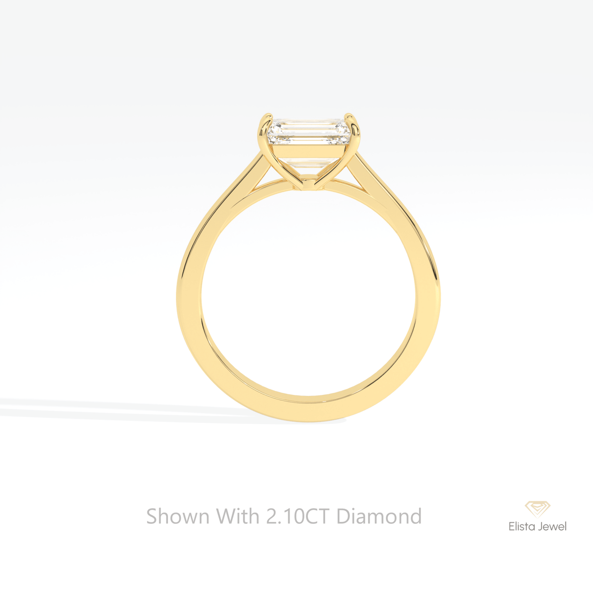 Baguette Cut Solitaire Engagement Lab Grown Diamond Ring in 10K Rose Gold - Angled View