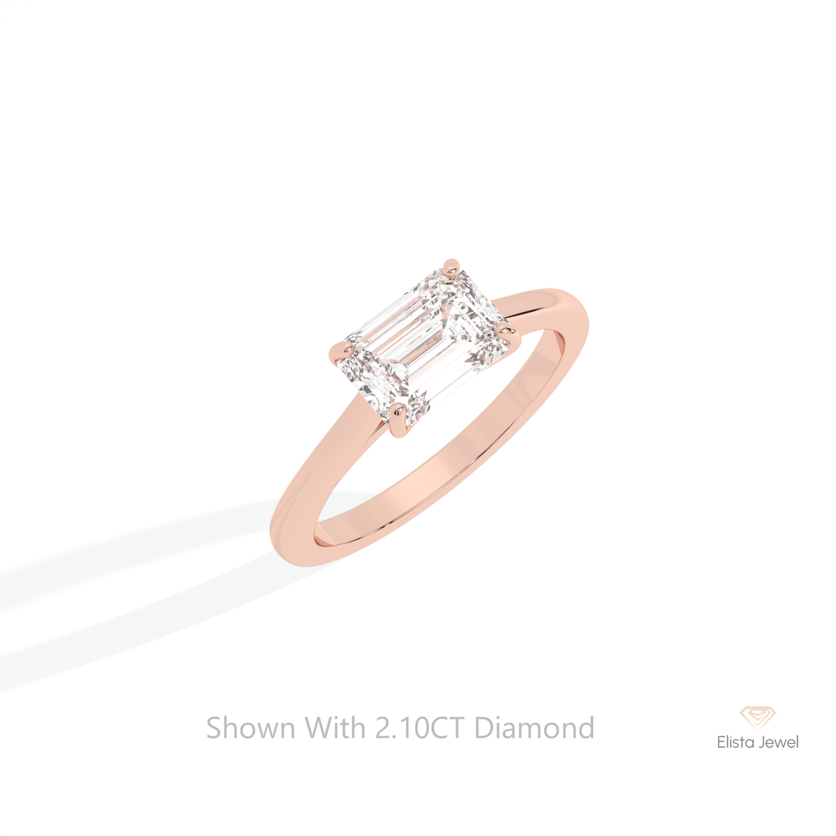 Baguette Cut Solitaire Engagement Lab Grown Diamond Ring in Platinum - Lifestyle View