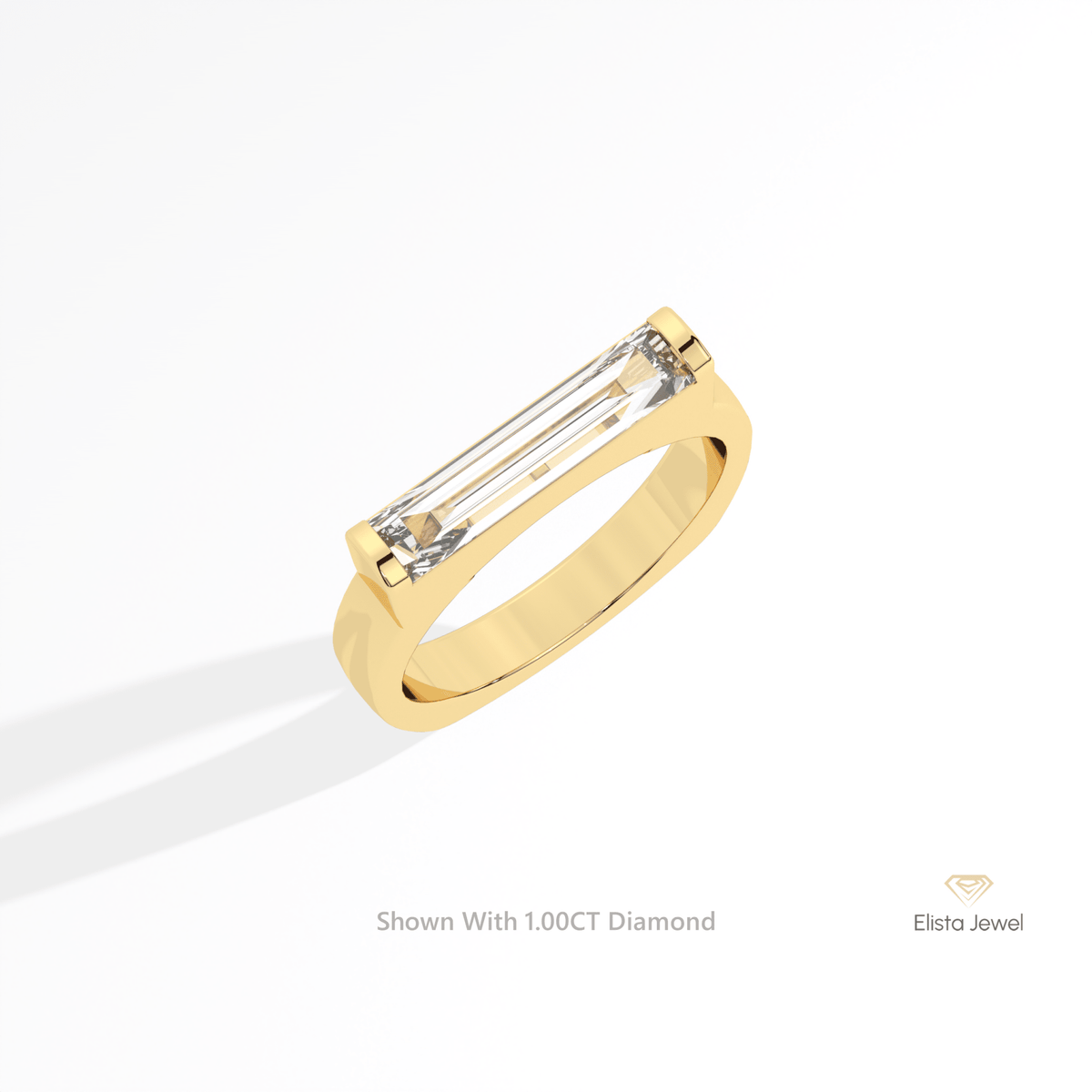 Baguette Cut Solitaire Engagement Lab Grown Diamond Ring in Platinum - Lifestyle View