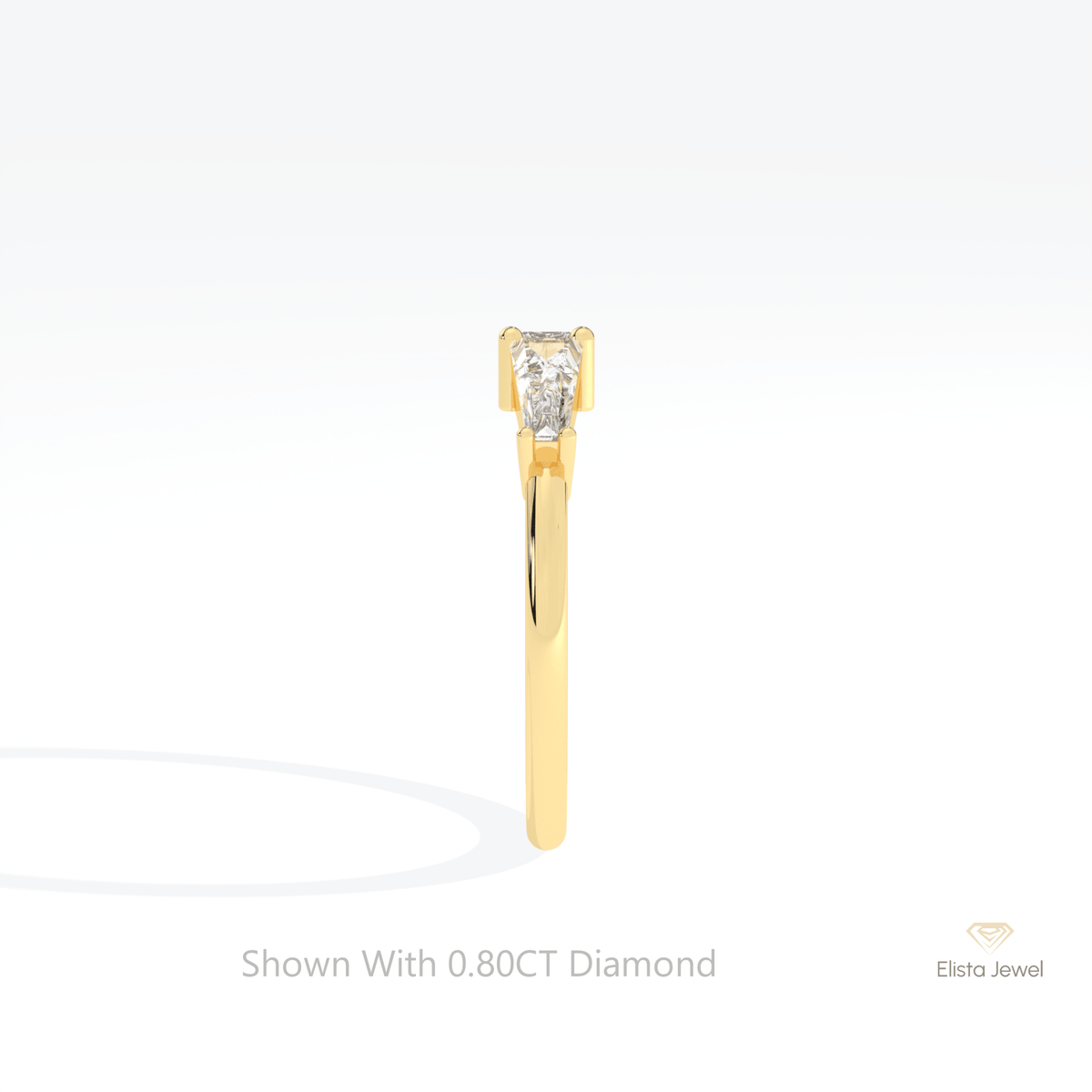 Baguette Cut Two Stone Engagement Lab Grown Diamond Ring in 18K Yellow Gold - Perspective View