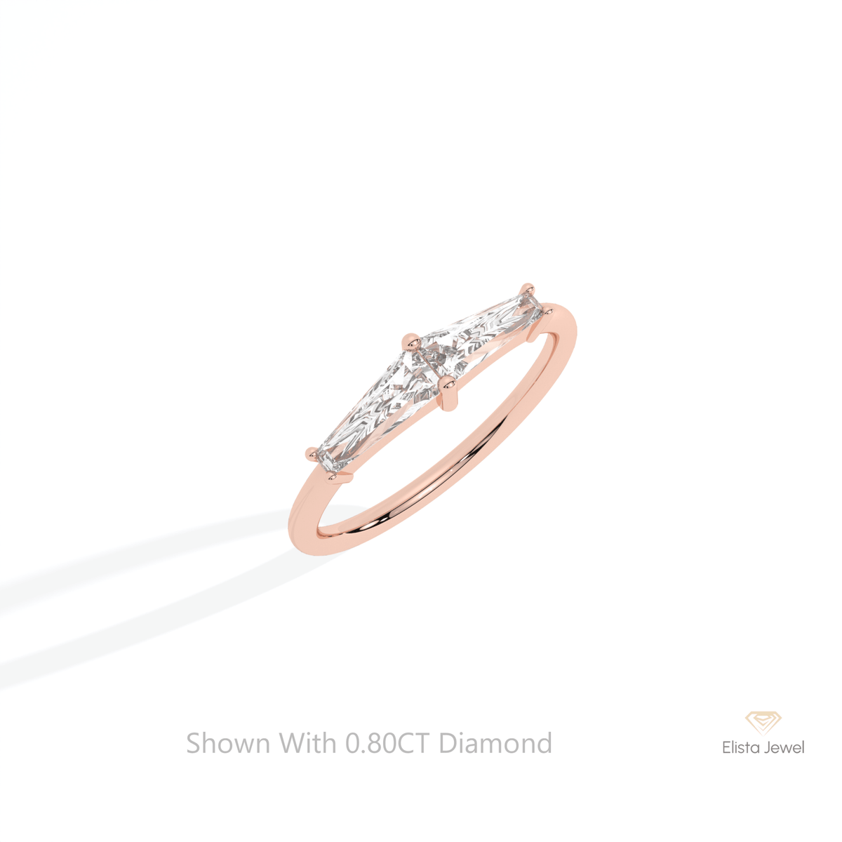 Baguette Cut Two Stone Engagement Lab Grown Diamond Ring in Platinum - Lifestyle View