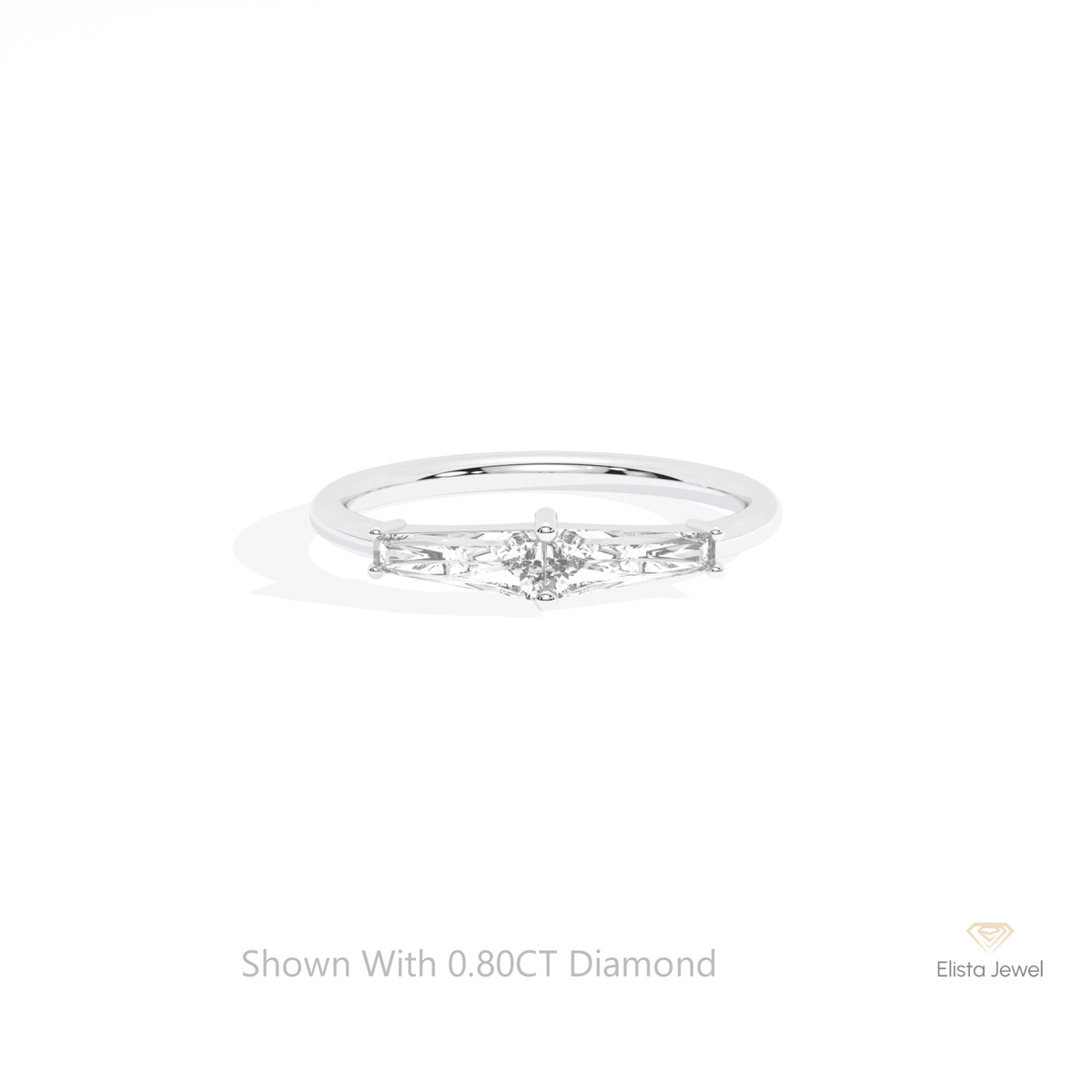 Baguette Cut Two Stone Engagement Lab Grown Diamond Ring in 10K White Gold - Front View