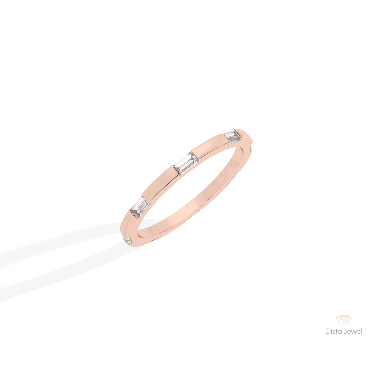 Baguette Cut Wedding Lab Grown Diamond Band in Platinum - Lifestyle View