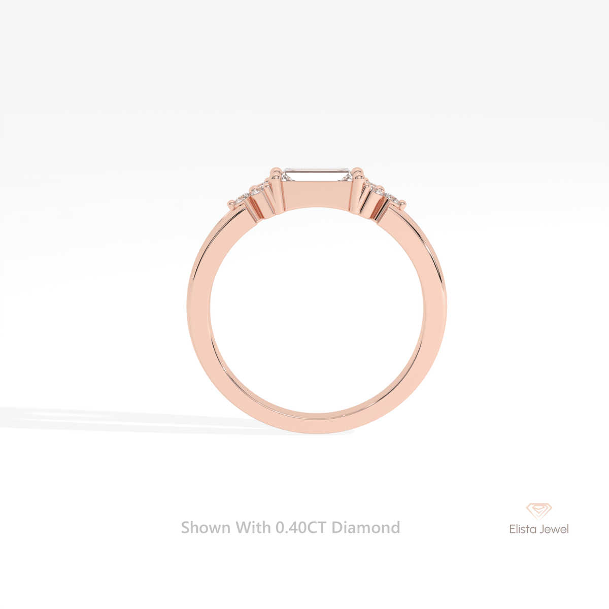 Baguette & Round Cut Engagement Lab Grown Diamond Ring - Alternative View