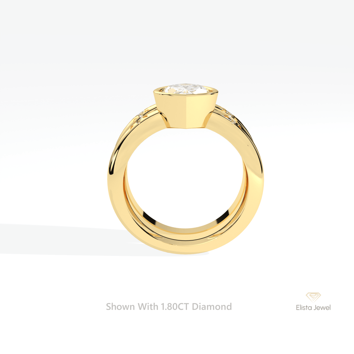 Celestial Lab Grown Diamond Band With Marquise Cut Lab Grown Diamond Ring Set in 10K Rose Gold - Angled View