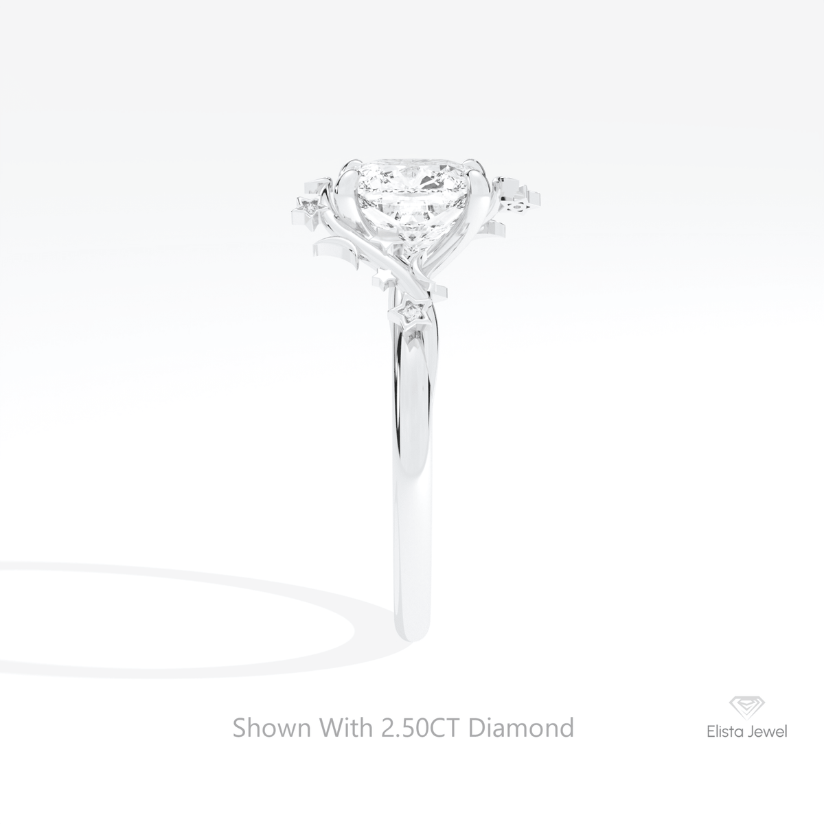 Cushion Cut Cluster Engagement Lab Grown Diamond Ring in 18K Yellow Gold - Perspective View