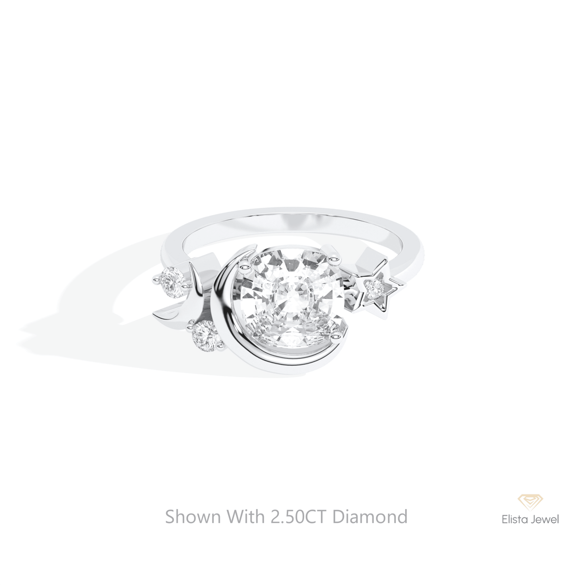 Cushion Cut Cluster Engagement Lab Grown Diamond Ring in 14K Yellow Gold - Detail View