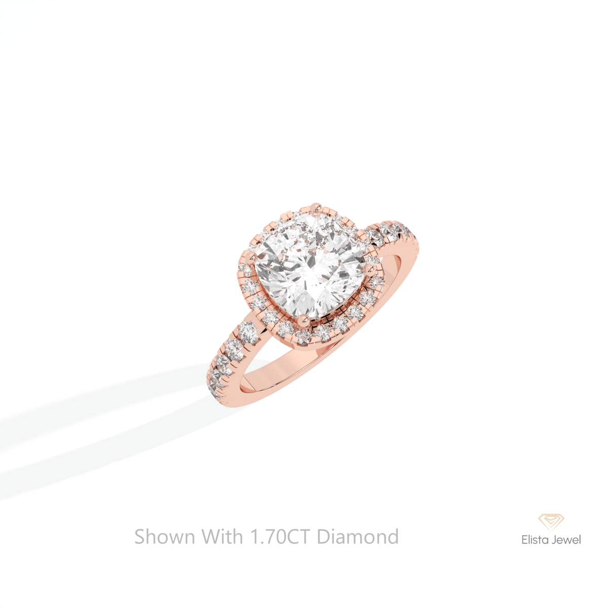 Cushion Cut Halo Engagement Lab Grown Diamond Ring in Platinum - Lifestyle View