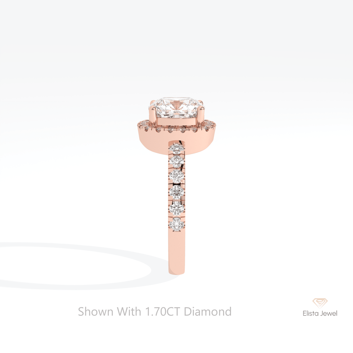 Cushion Cut Halo Engagement Lab Grown Diamond Ring - Additional View