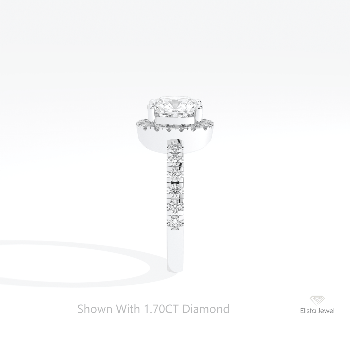 Cushion Cut Halo Engagement Lab Grown Diamond Ring in 18K Yellow Gold - Perspective View