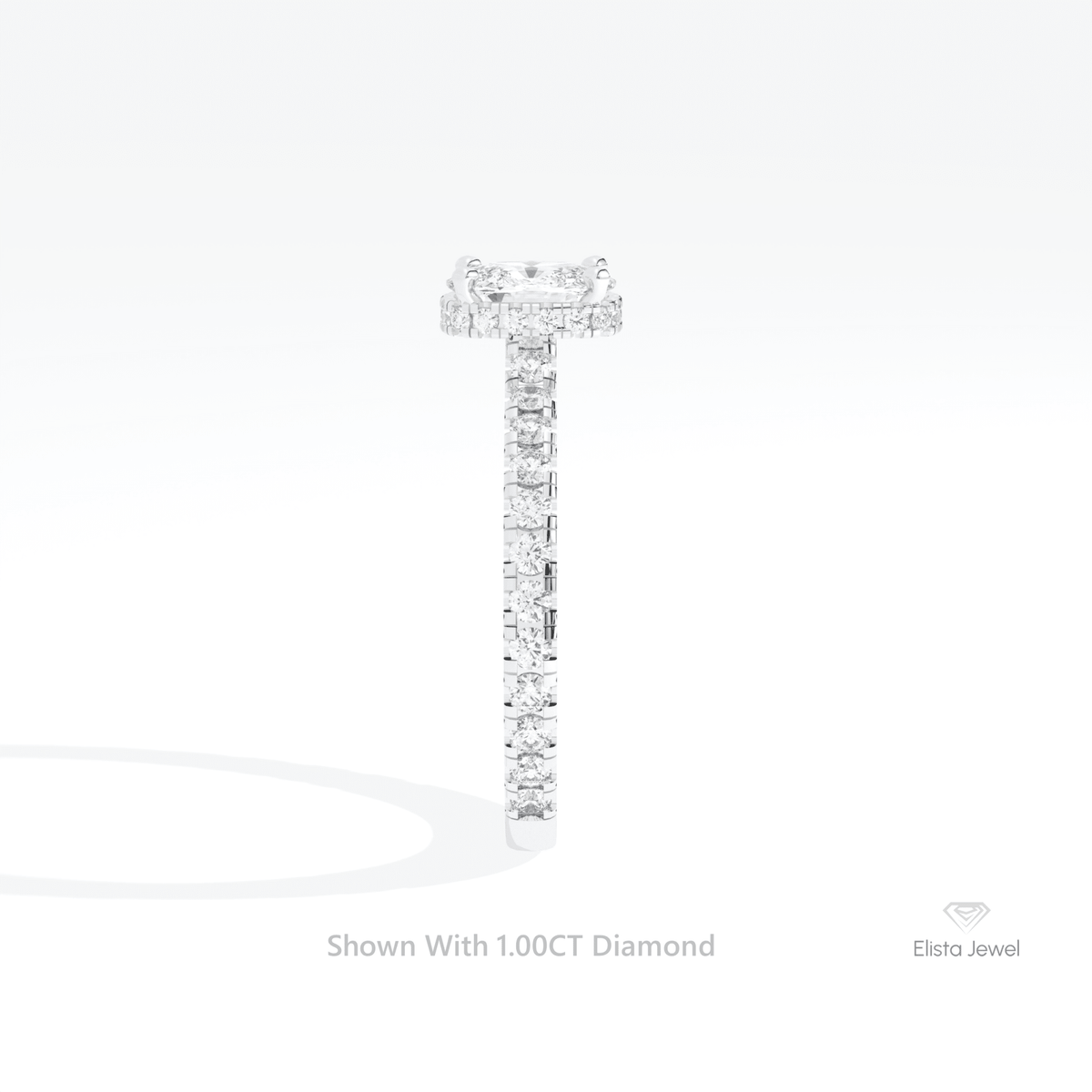 Cushion Cut Hidden Halo Engagement Lab Grown Diamond Ring in 18K Yellow Gold - Perspective View
