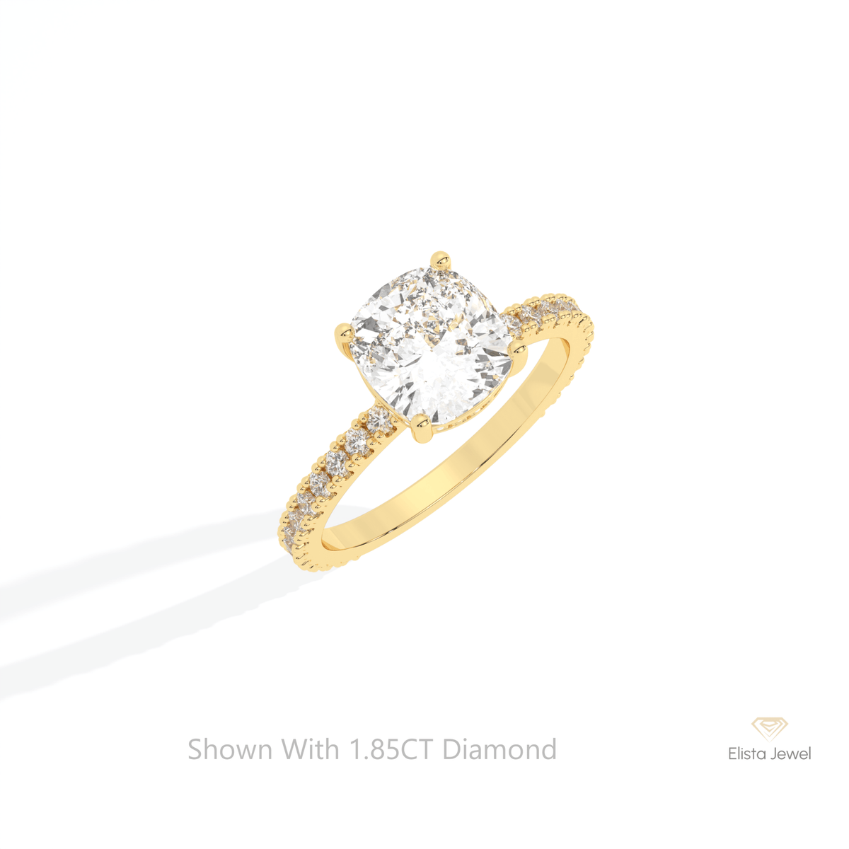 Cushion Cut Hidden Halo Wedding Lab Grown Diamond Ring in 14K Rose Gold - Profile View