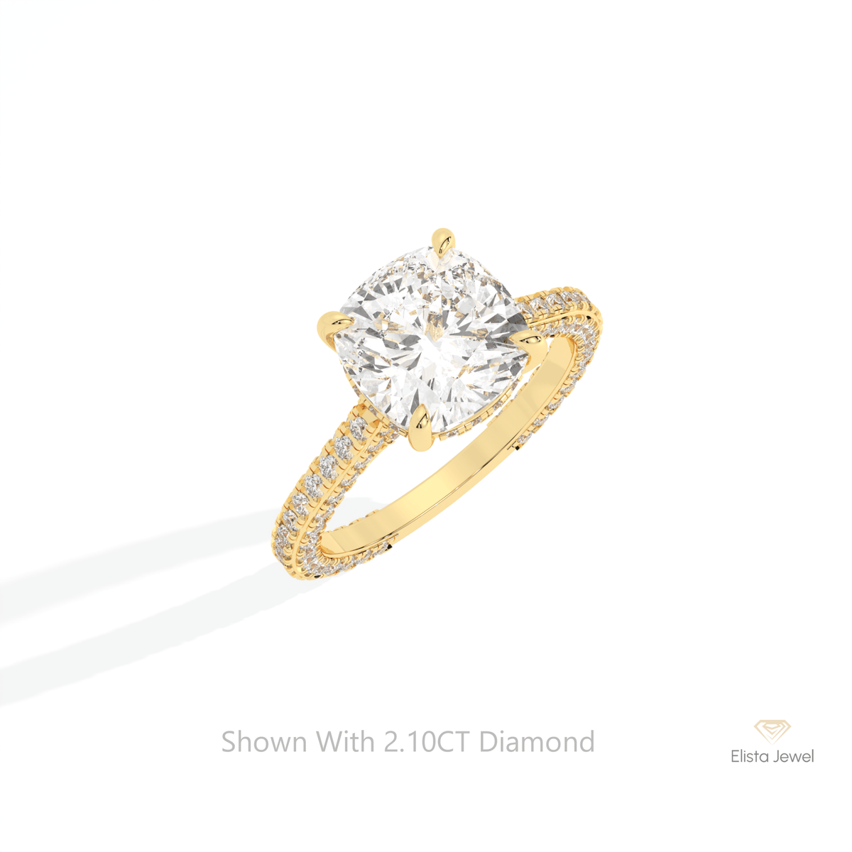 Cushion Cut Hidden Halo Wedding Lab Grown Diamond Ring in Platinum - Lifestyle View