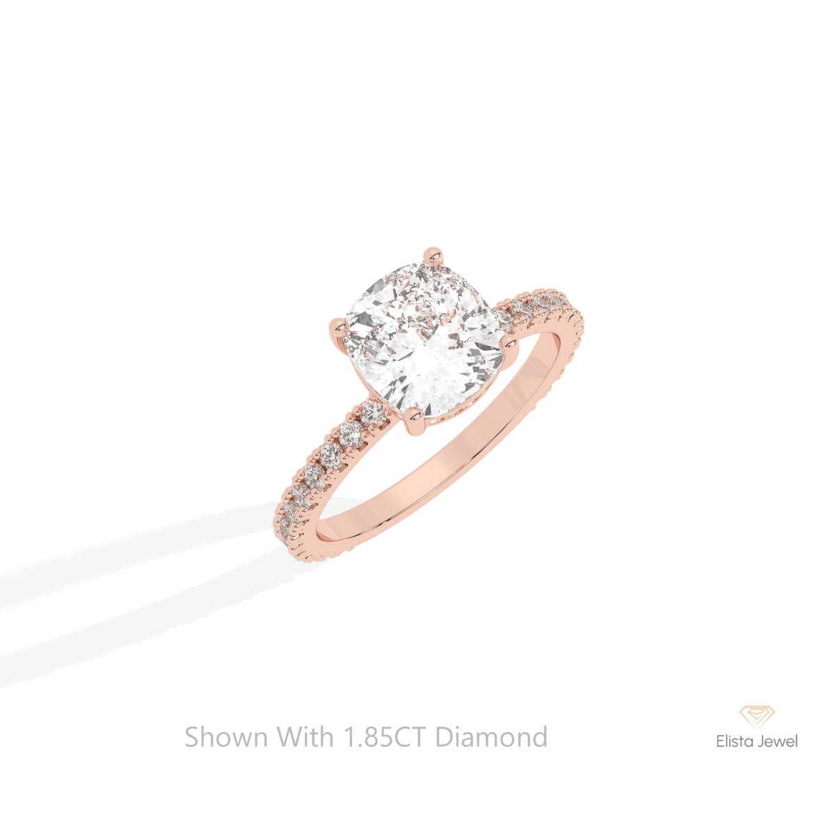 Cushion Cut Hidden Halo Wedding Lab Grown Diamond Ring in Platinum - Lifestyle View