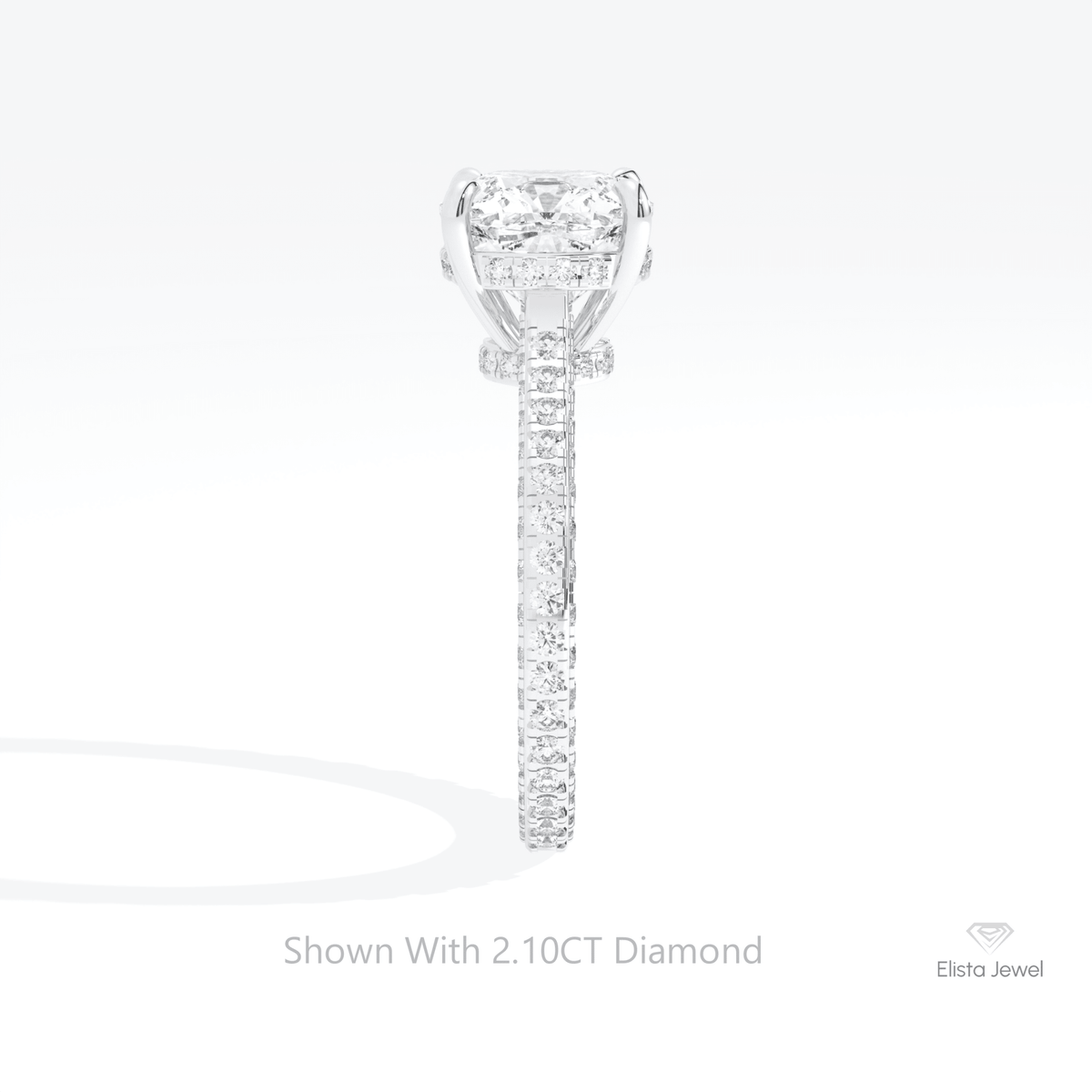 Cushion Cut Hidden Halo Wedding Lab Grown Diamond Ring in 18K Yellow Gold - Perspective View