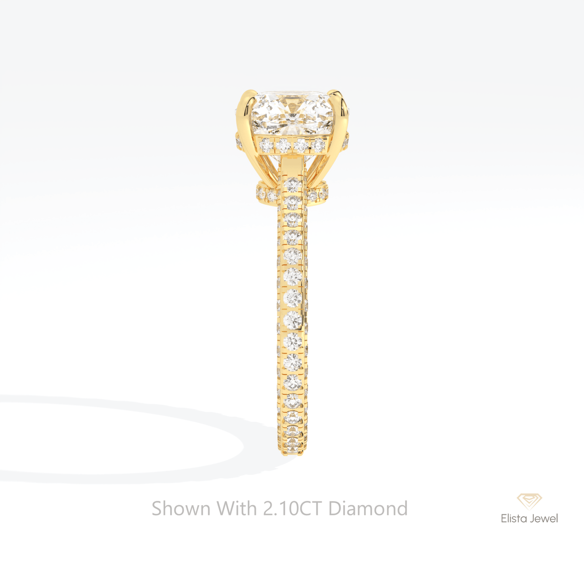 Cushion Cut Hidden Halo Wedding Lab Grown Diamond Ring - Additional View