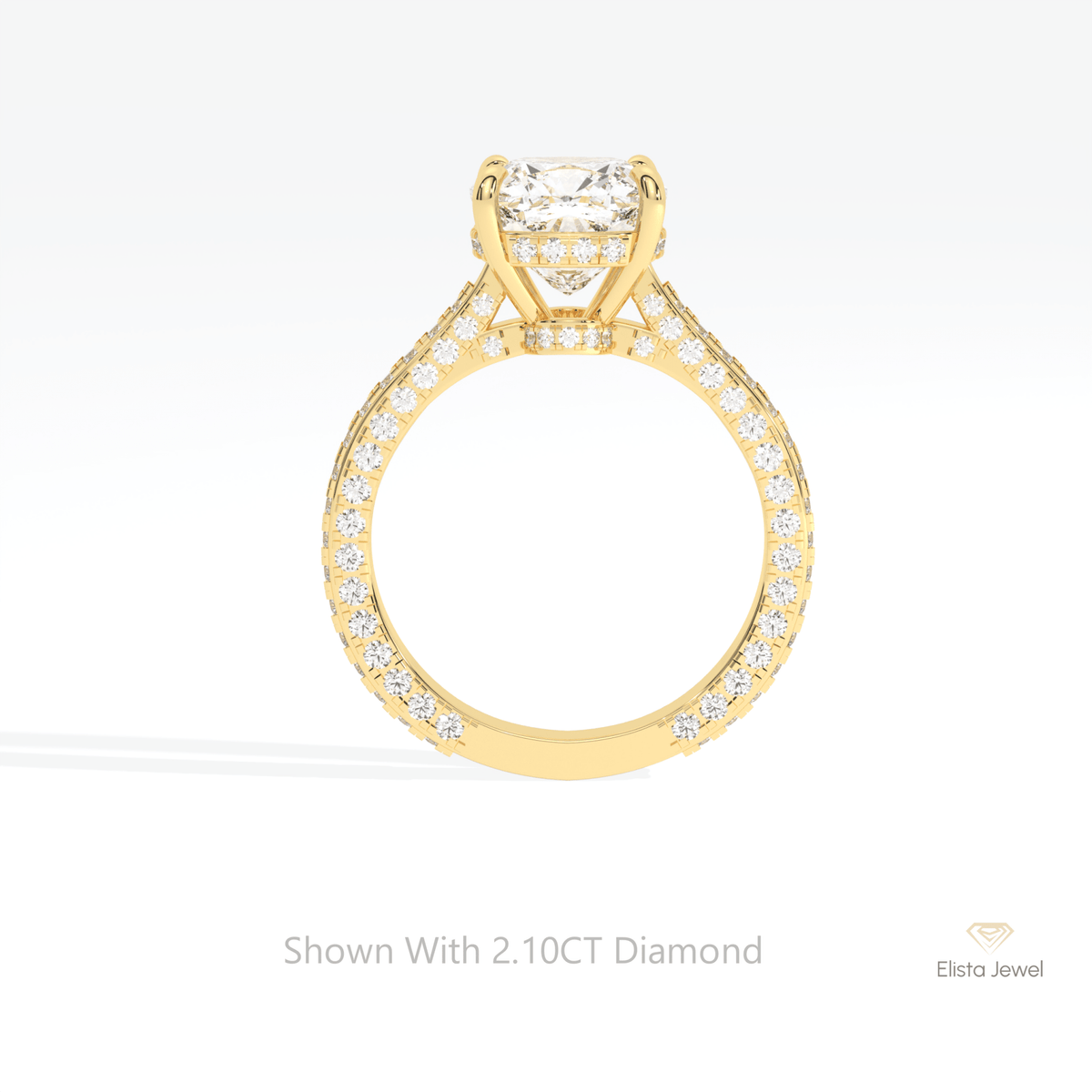 Cushion Cut Hidden Halo Wedding Lab Grown Diamond Ring - Alternative View