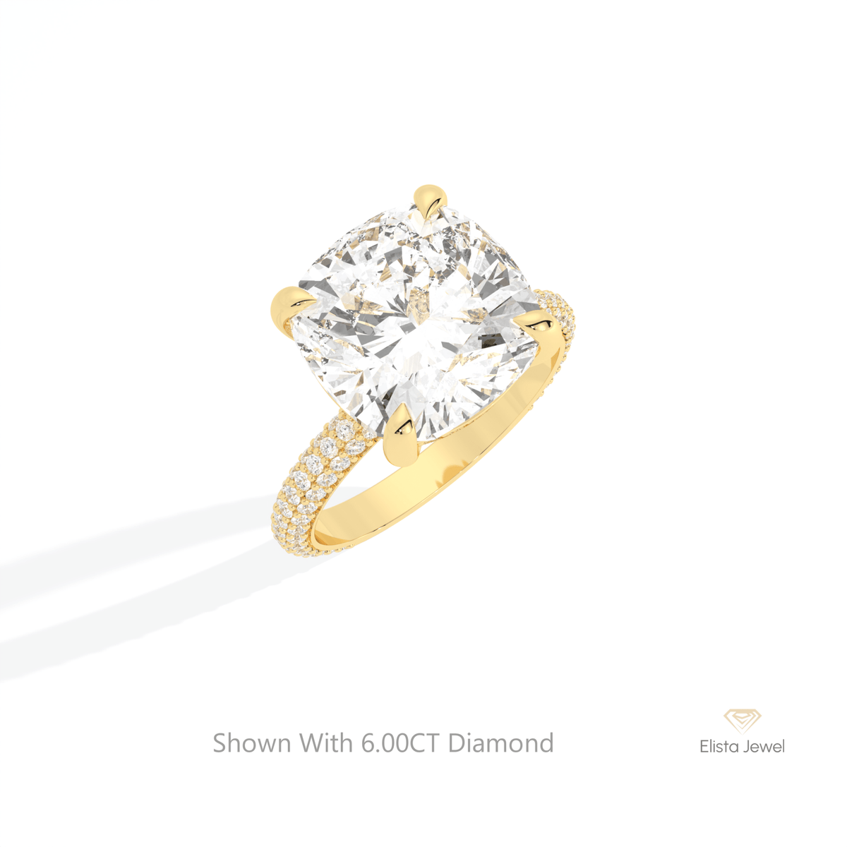 Cushion Cut Hidden Halo Wedding Lab Grown Diamond Ring in Platinum - Lifestyle View