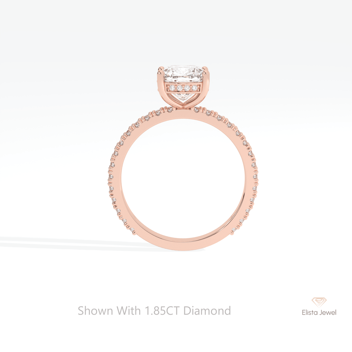 Cushion Cut Hidden Halo Wedding Lab Grown Diamond Ring - Alternative View