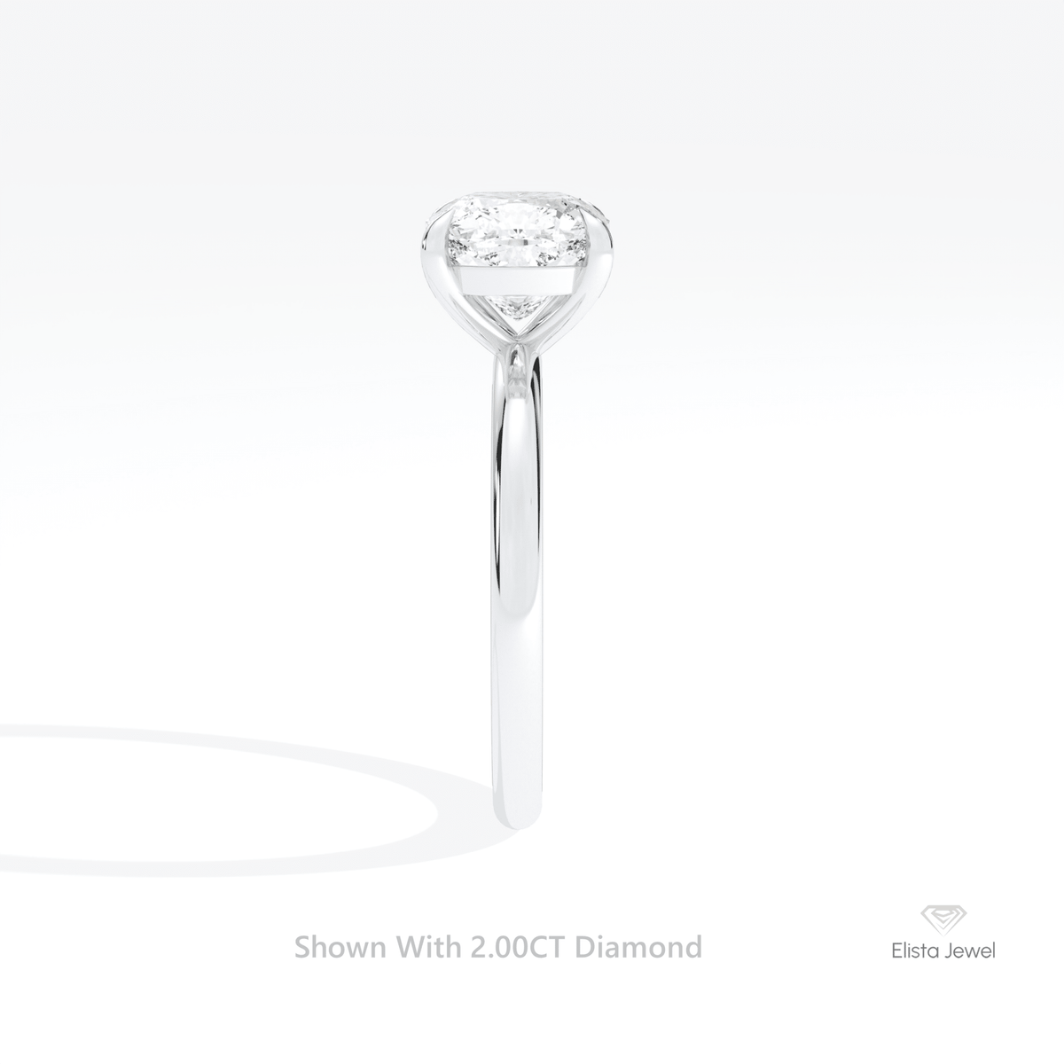Cushion Cut Solitaire Engagement Lab Grown Diamond Ring in 14K White Gold - Top View