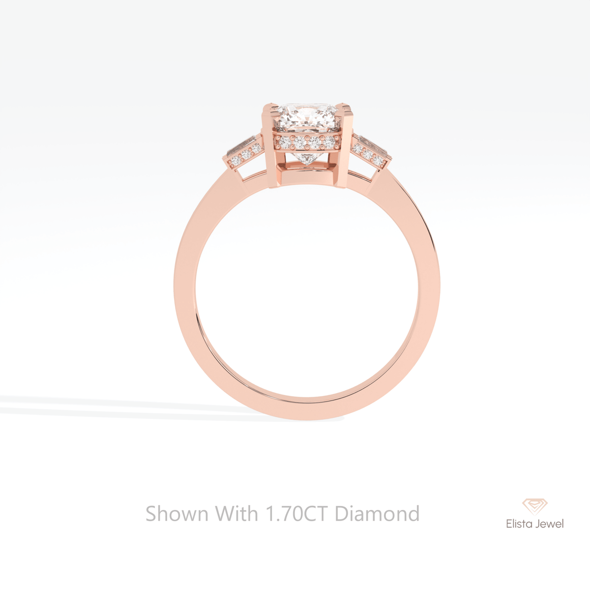 Cushion Cut Three Stone Wedding Lab Grown Diamond Ring - Alternative View
