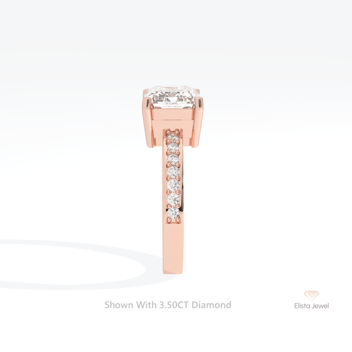East West Emerald Cut Accent Lab Grown Diamond Ring - Additional View