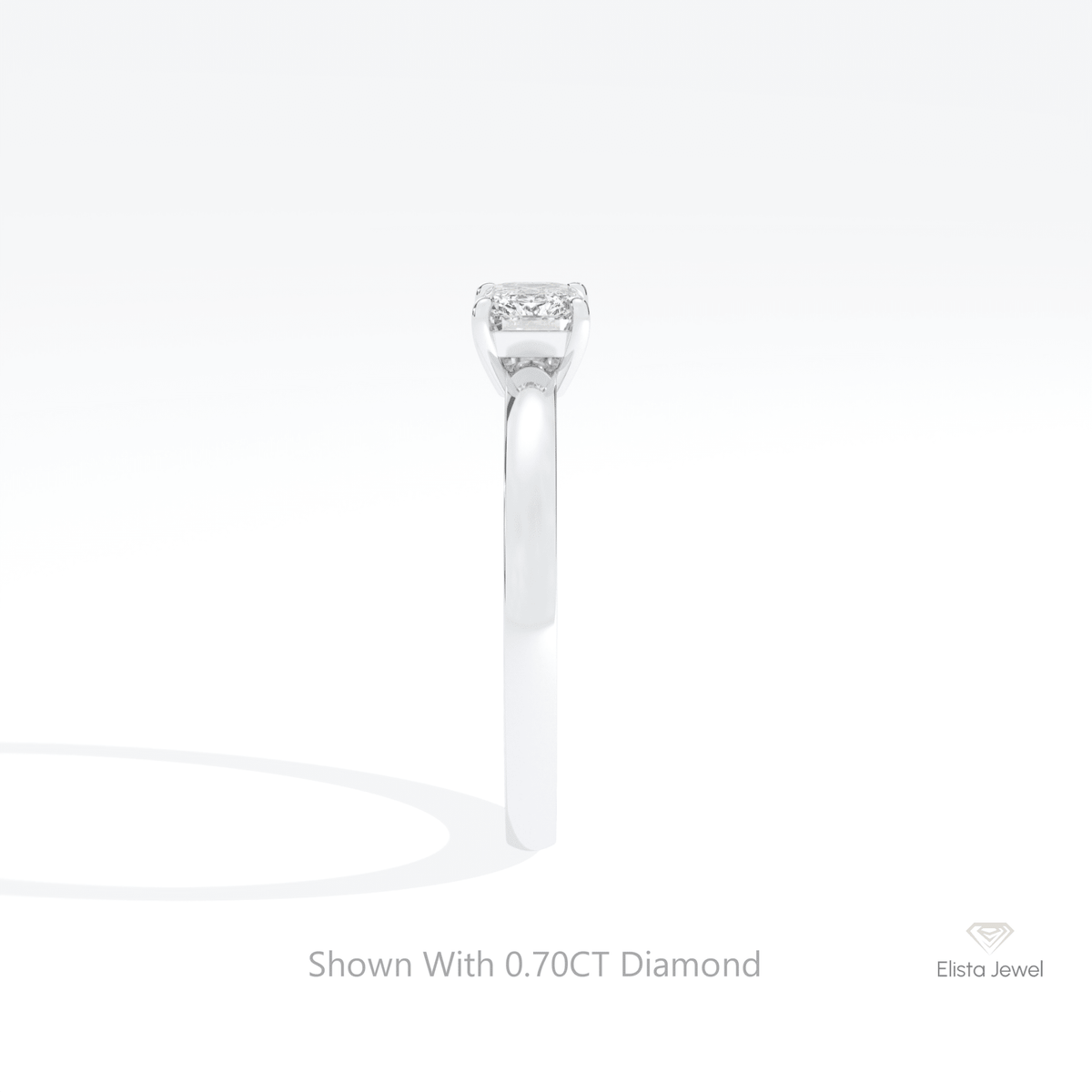 East West Emerald Cut Solitaire Lab Grown Diamond Ring in 18K Yellow Gold - Perspective View