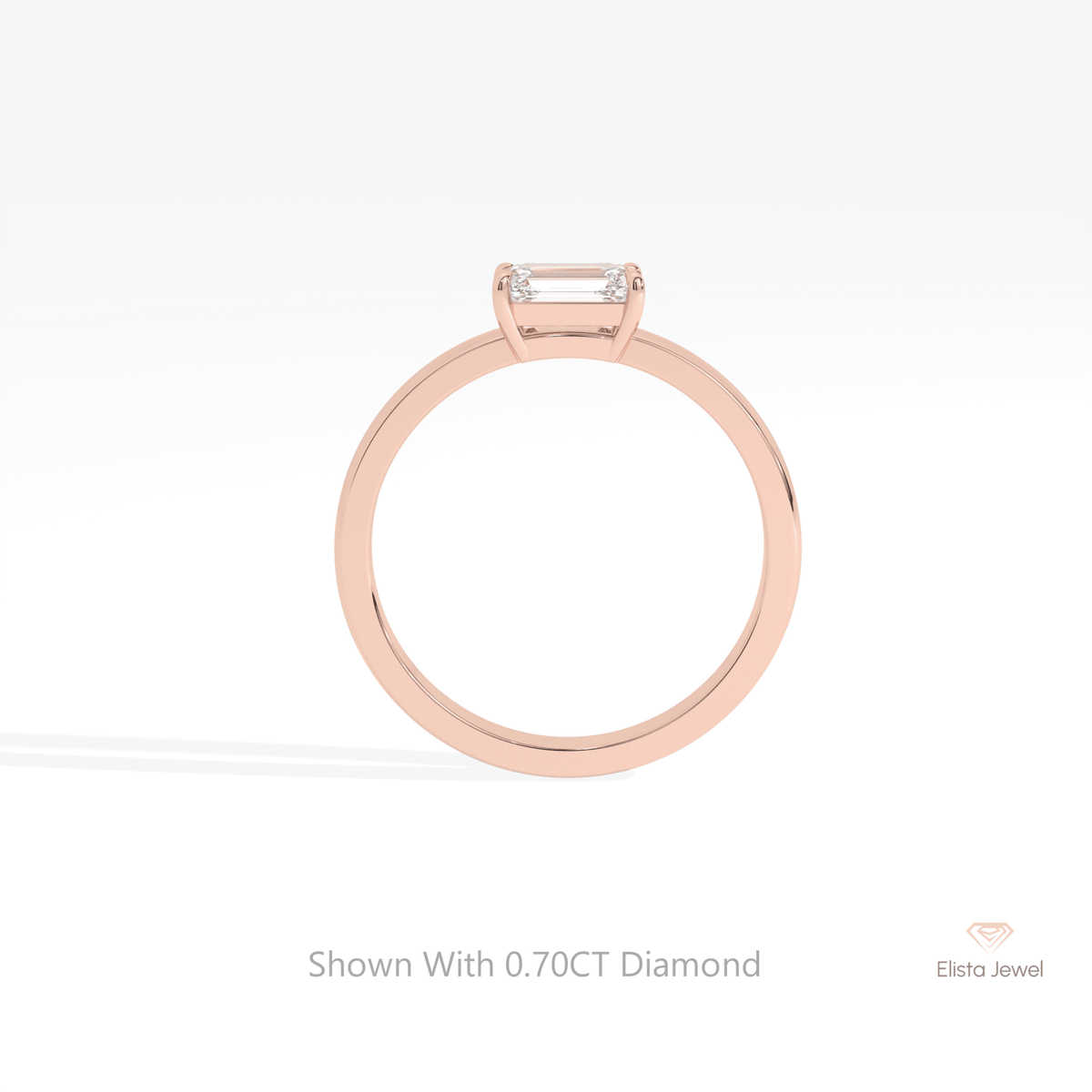 East West Emerald Cut Solitaire Lab Grown Diamond Ring - Alternative View